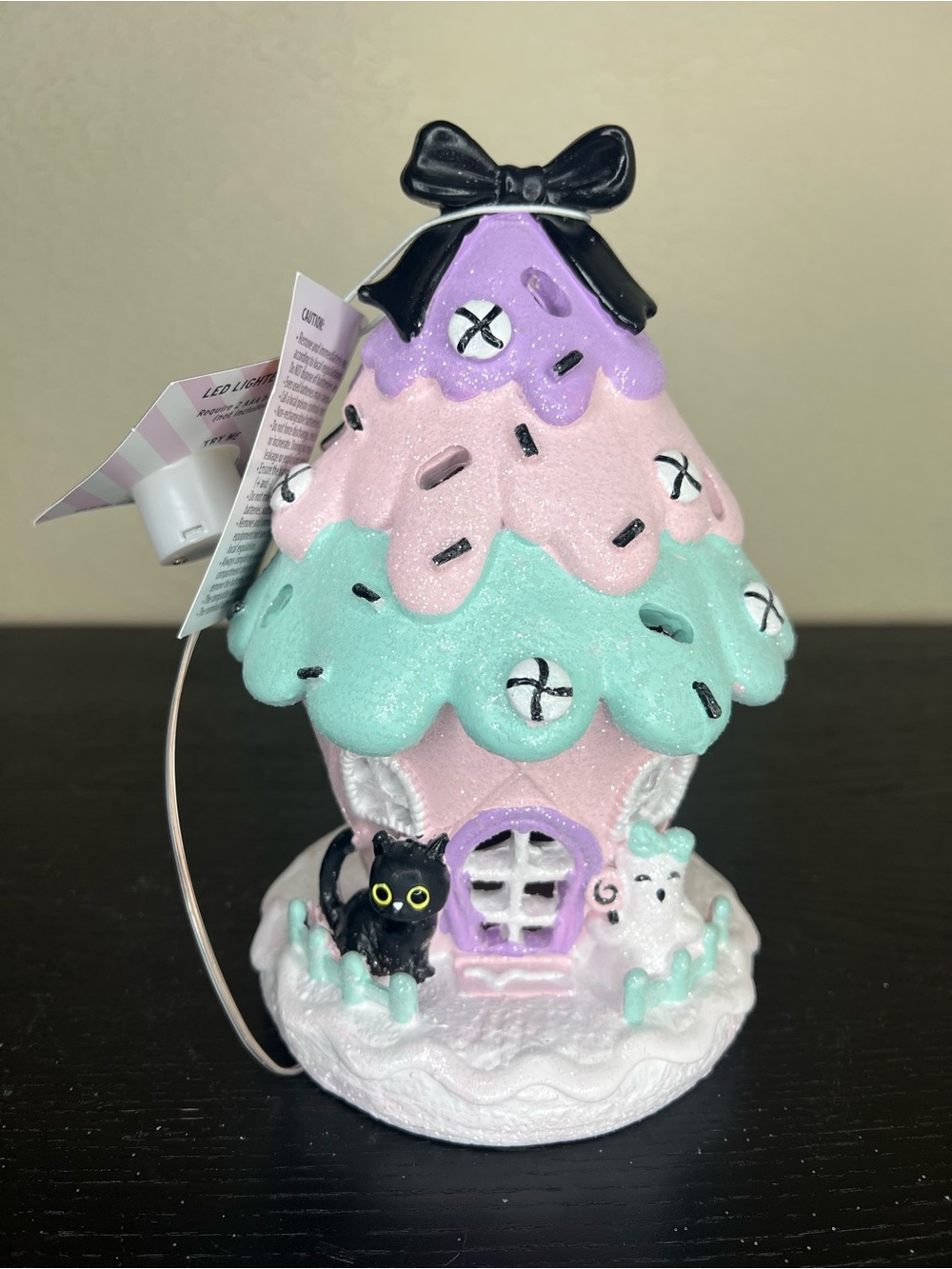 NEW 8" Pink Purple Turquoise Light Up Gingerbread Cupcake Haunted House